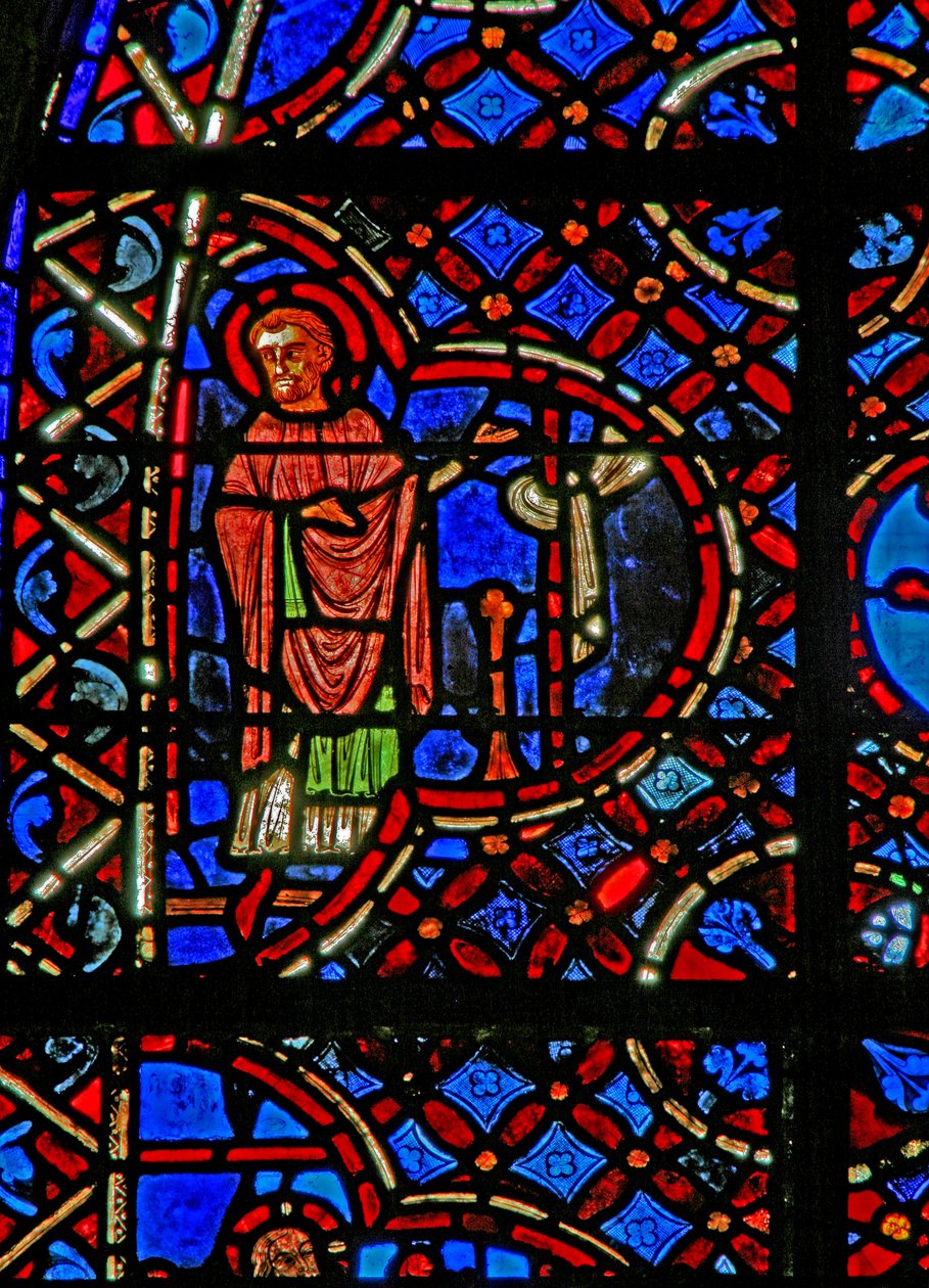 From window w12, the Good Samaritan window, an Apostle by French School