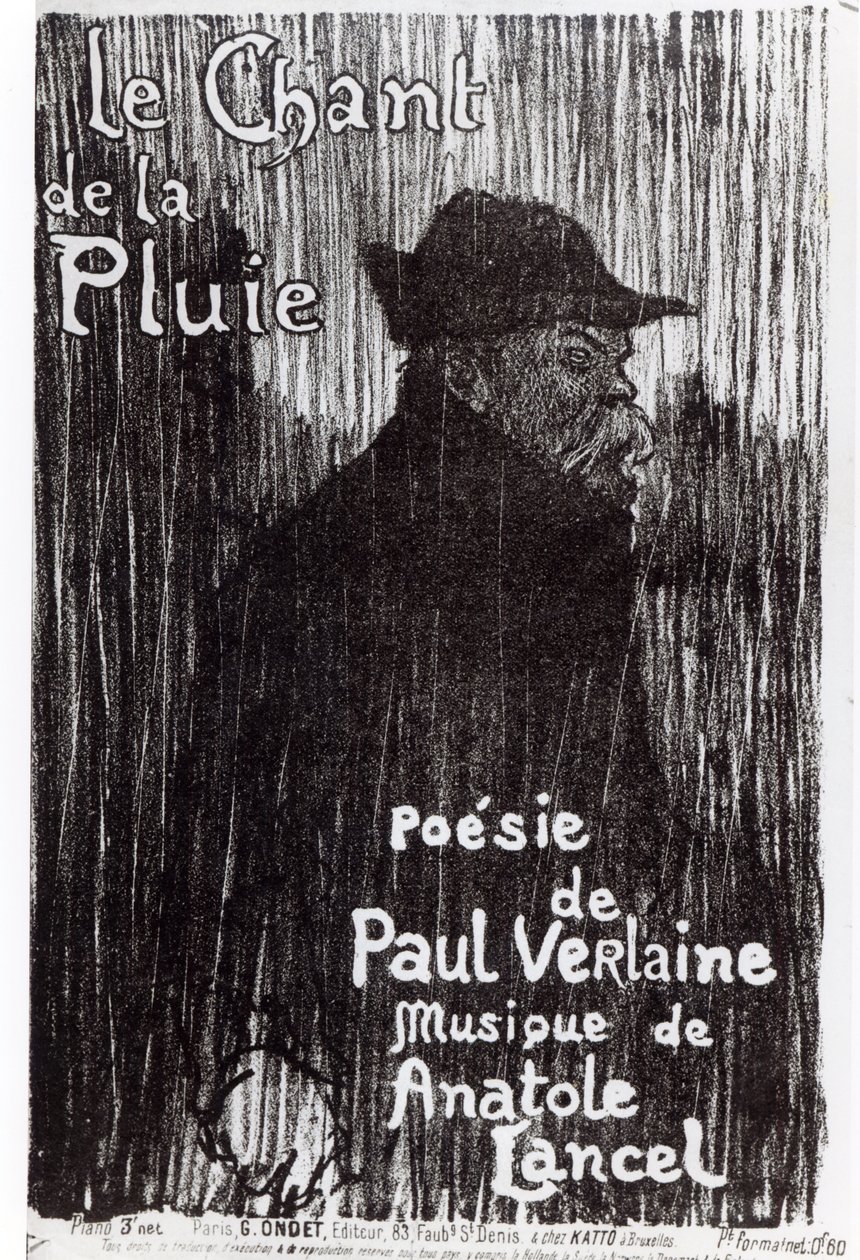 Front Cover of the Music Score Le Chant de la Pluie, from a Poem by Paul Verlaine, 1844 by French School