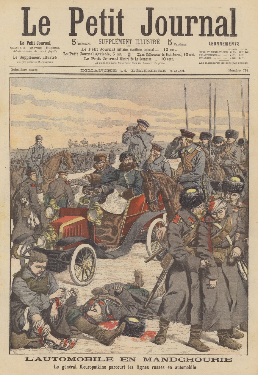 General Kuropatkin Using a Car to Tour the Russian Lines in Manchuria During the Russo-Japanese War by French School