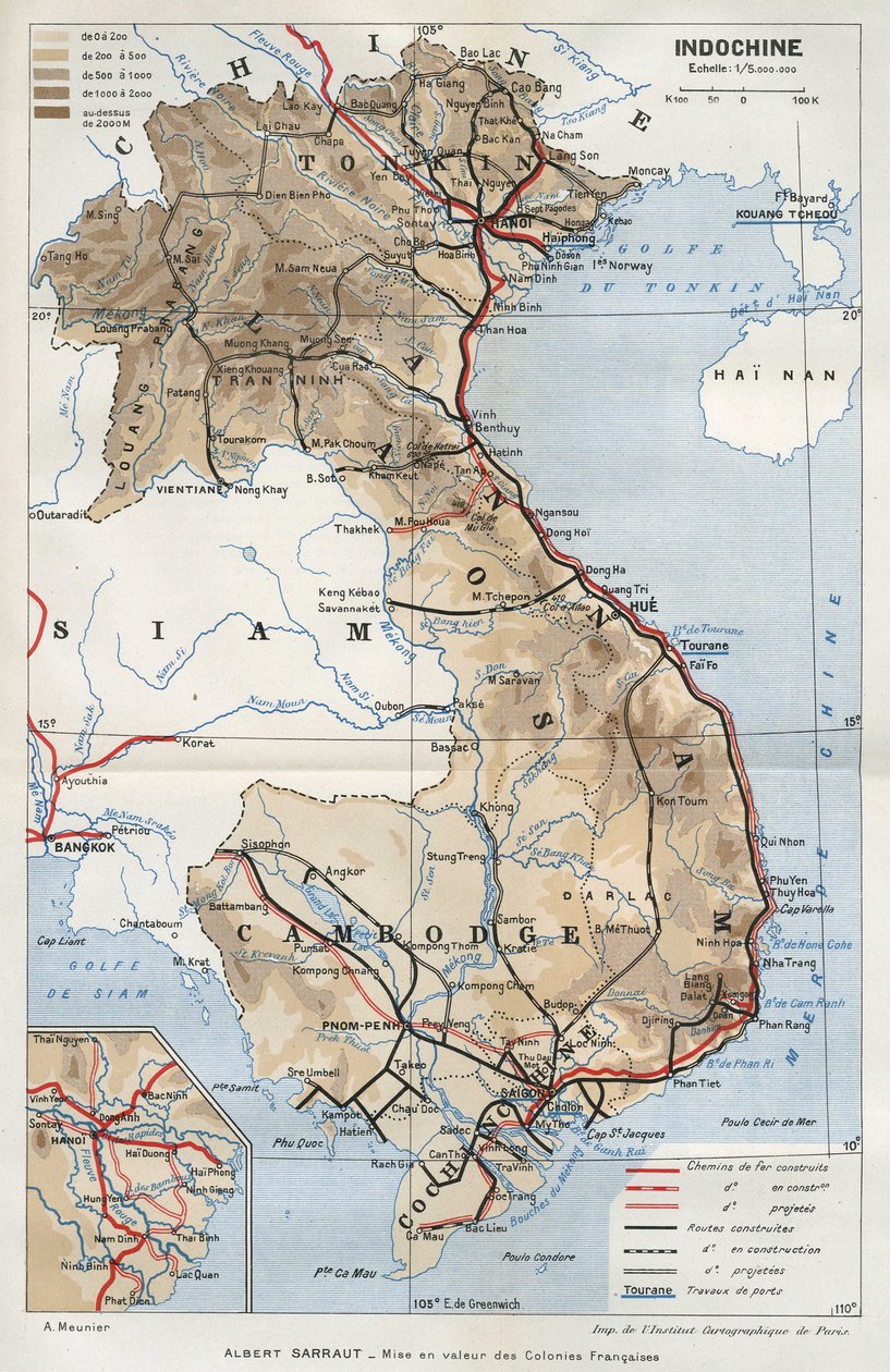 Geographic Map of Indochina, in "La Mise en Valeur des Colonies Francaises", Albert Sarraut by French School