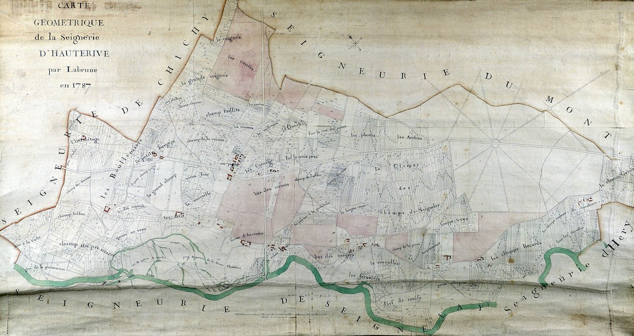Geometric Map of the Seigneury of Hauterive by Labrune in 1787 by French School