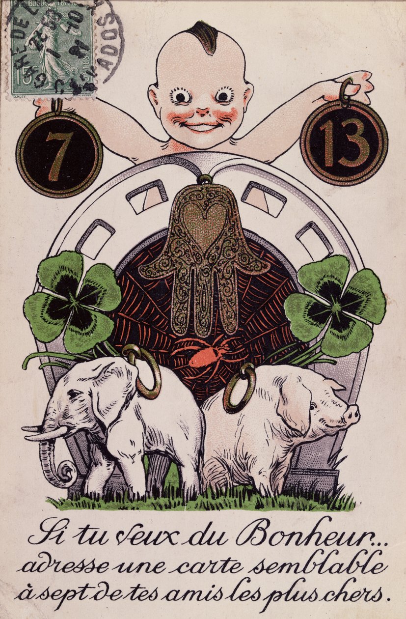 Good luck card, c.1920 by French School