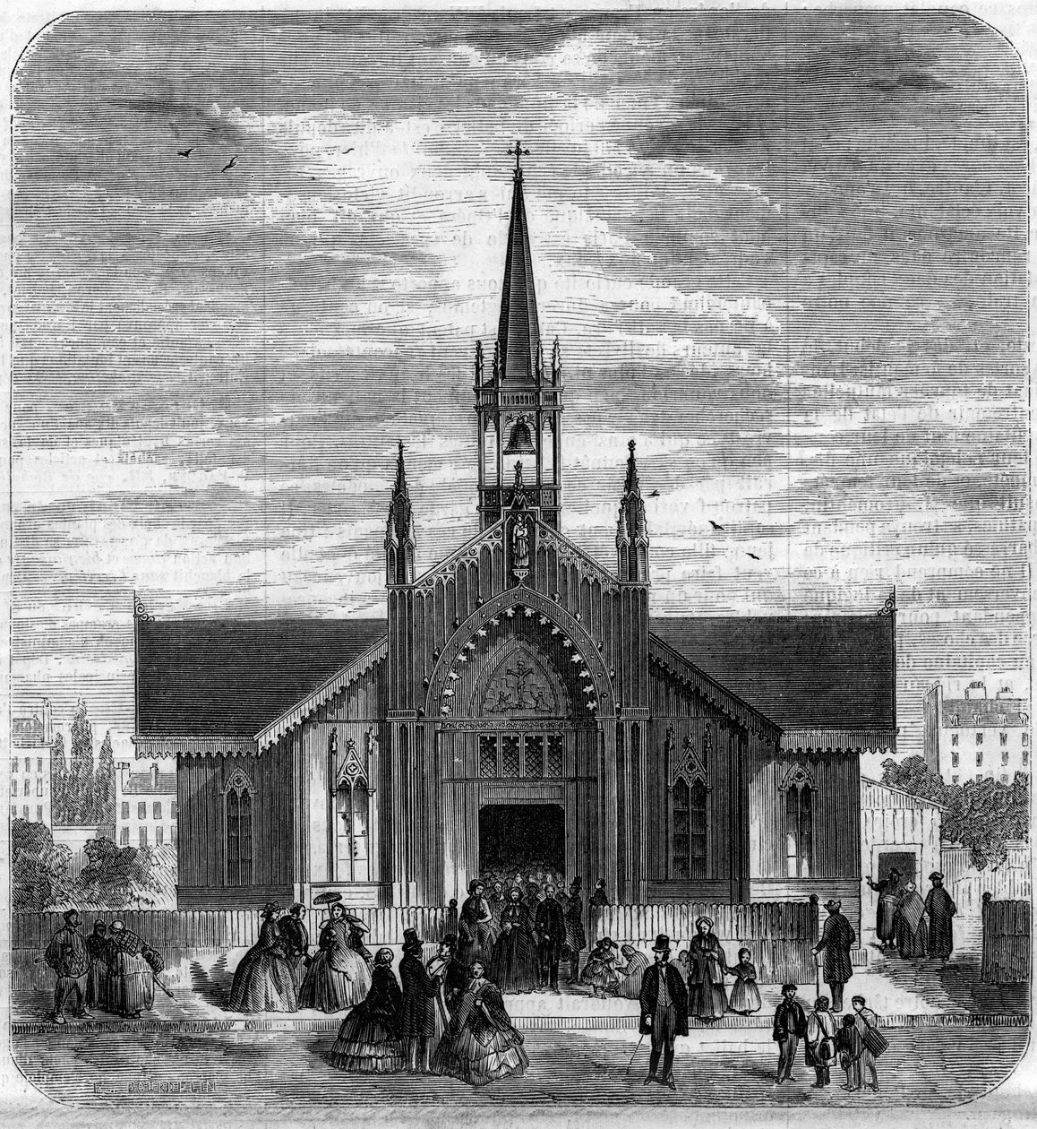 Gothic Architecture: View of the Facade of the Church of Sainte Marie des Champs, Paris by French School