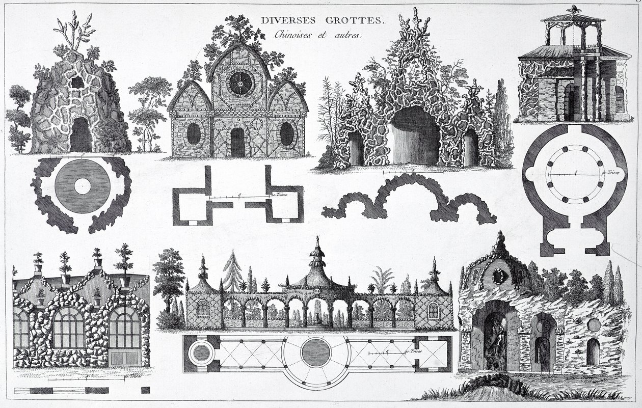 Grotto designs from Jardins Anglo-Chinois by George Louis Le Rouge, published 1775-78 by French School