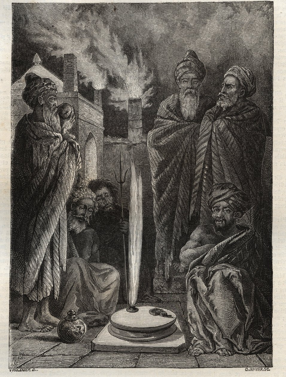Guebre near Baku - Fireworshippers - New National Encyclopedia by Maurice La Charest by French School