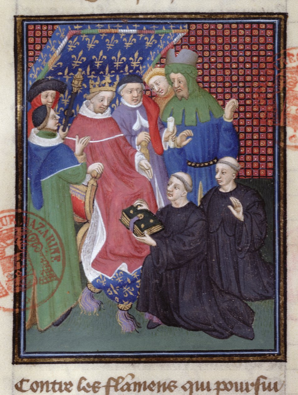 Guillaume de Nangis presents his book to Philippe IV le Bel, king of France (detail) by French School