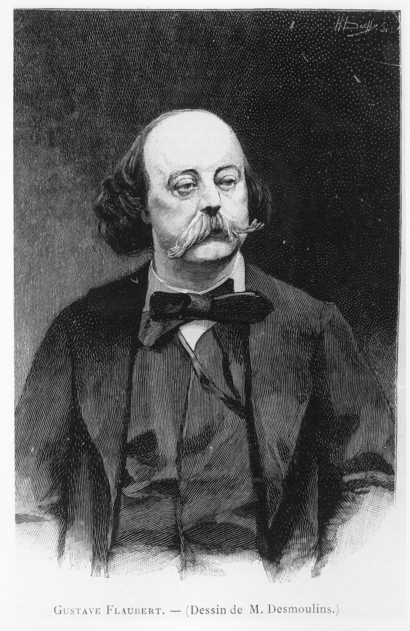 Gustave Flaubert, after a drawing by M. Desmoulins, engraved by Henri Dochy by French School