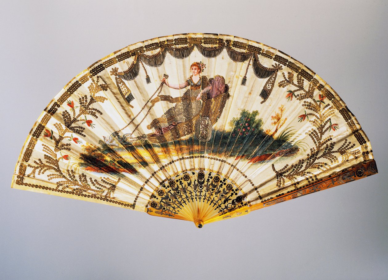 Hand Fan with Venus on Her Chariot by French School
