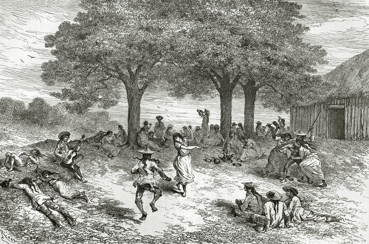 Harvest of Coca, Peru, illustration from Le Tour du Monde magazine, 1877 by French School
