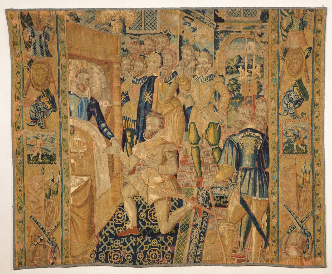 Henri III (1551-89) de Valois giving the insignias of power to Henri III (1553-1610) de Bourbon by French School