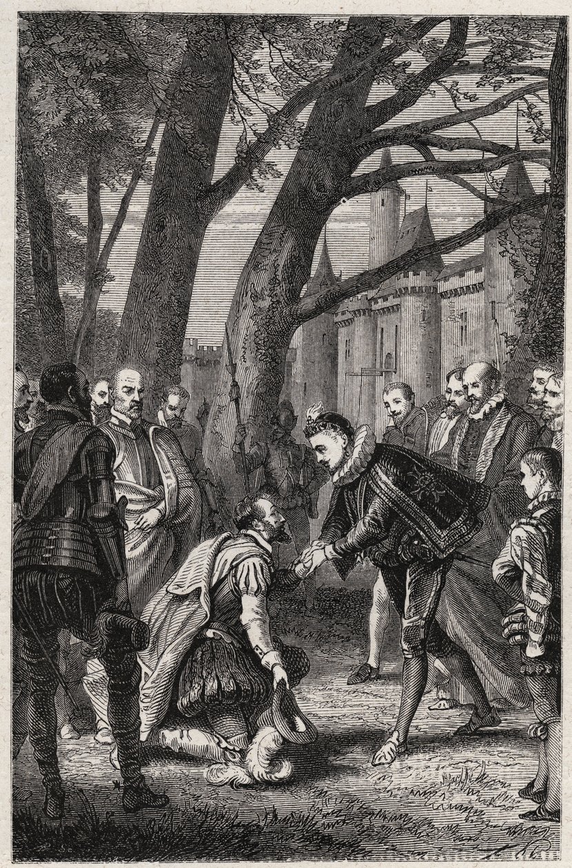 Henry III and Henry of Navarre future Henry IV meet at Plessis-les-Tours on April 30 by French School