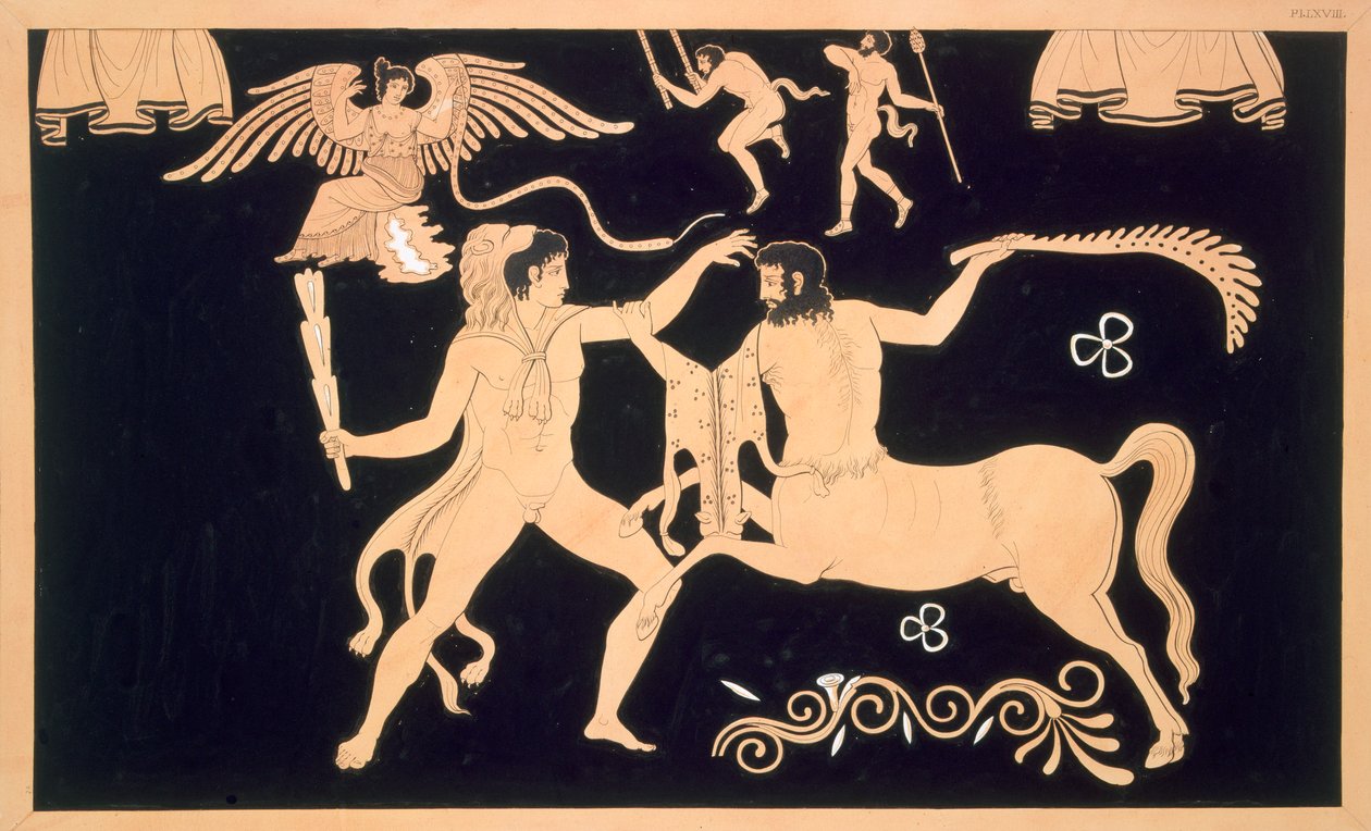 Hercules in combat with the centaur Chiron, published 1808-10 by French School