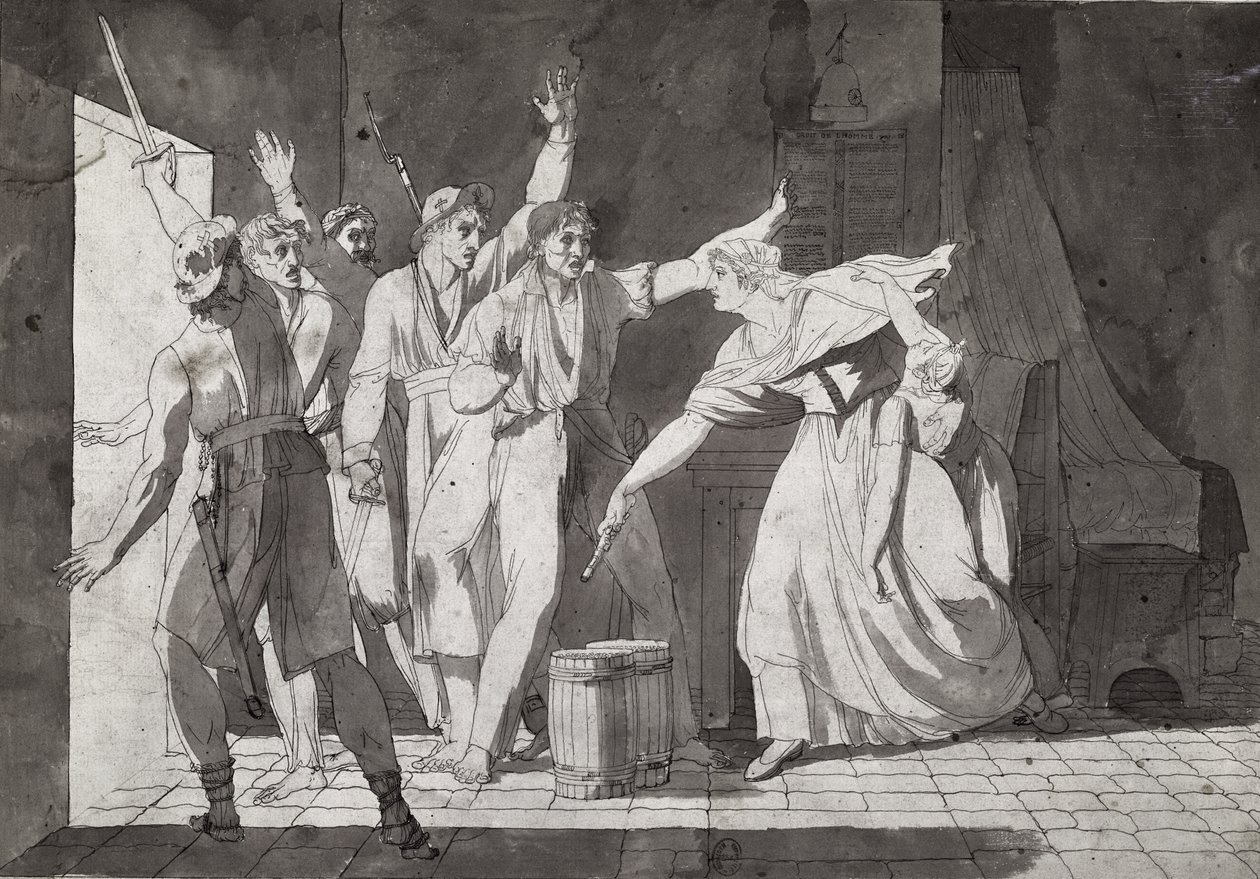 Heroism of a woman facing Vendean robbers having gained control of Saint-Mithier, 1793 by French School