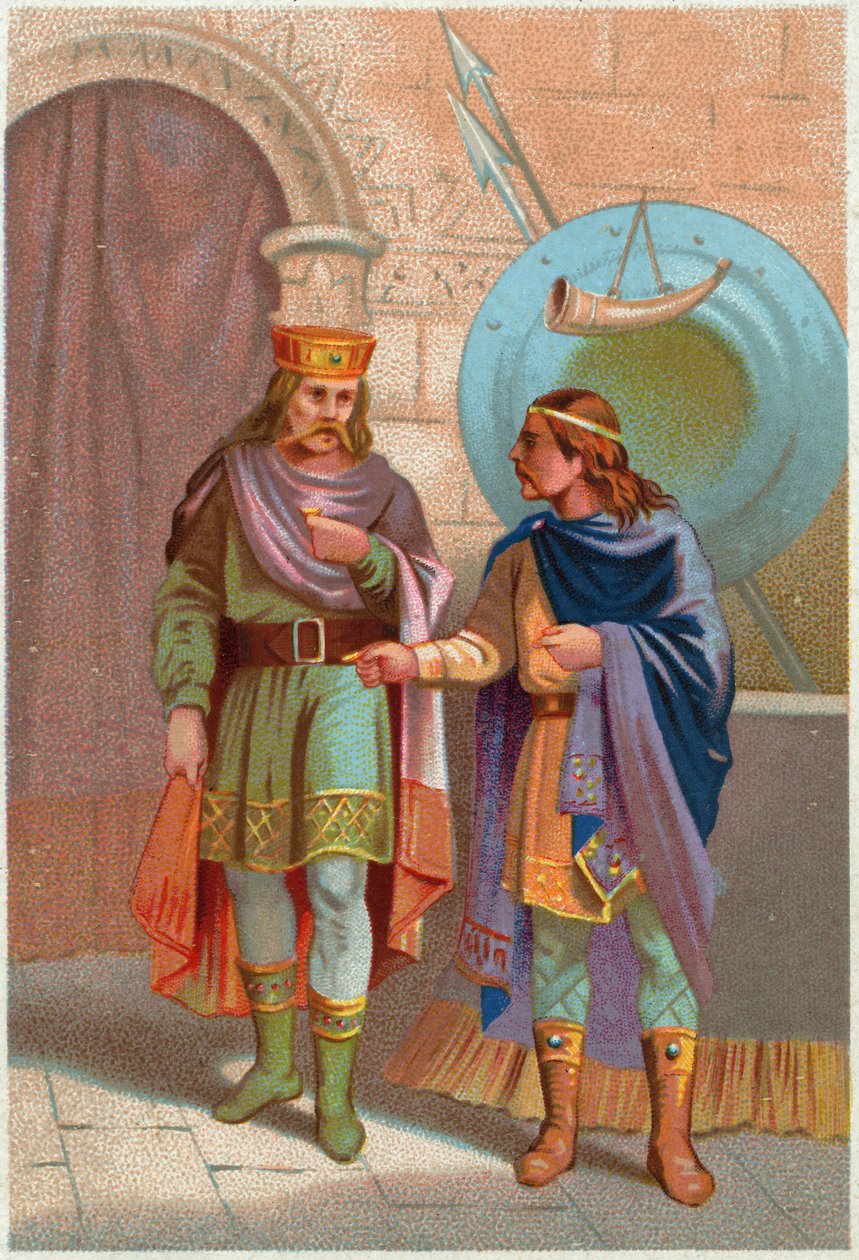 Childeric I, Merovingian King, Expulsed by the Franks, France, c.1900 (print) by French School