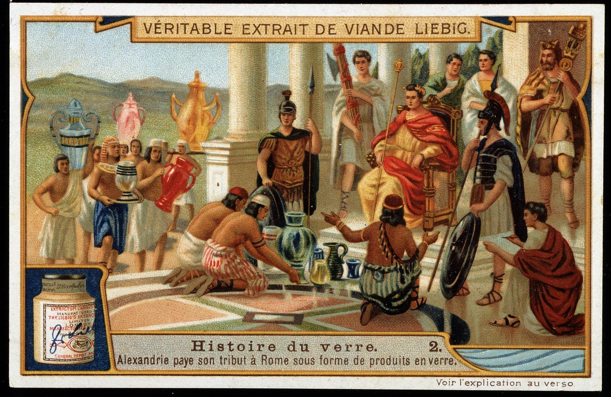 History of Glass: Alexandria Pays Its Tribute to Rome in the Form of Glass Products - Liebig Chromolithography by French School