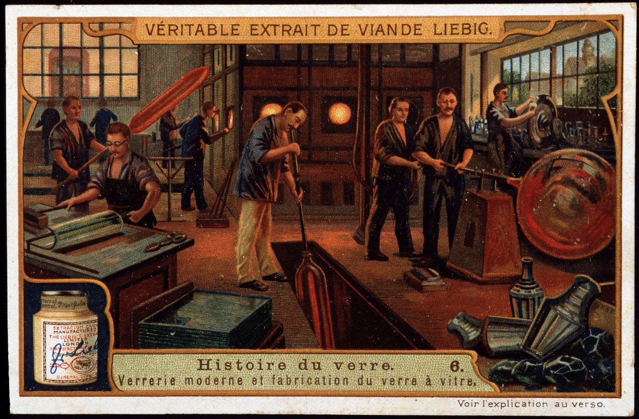 History of Glass: Modern Glassware and Glass Manufacture at the End of the 19th Century, Late 19th Century Liebig Chromolithography by French School