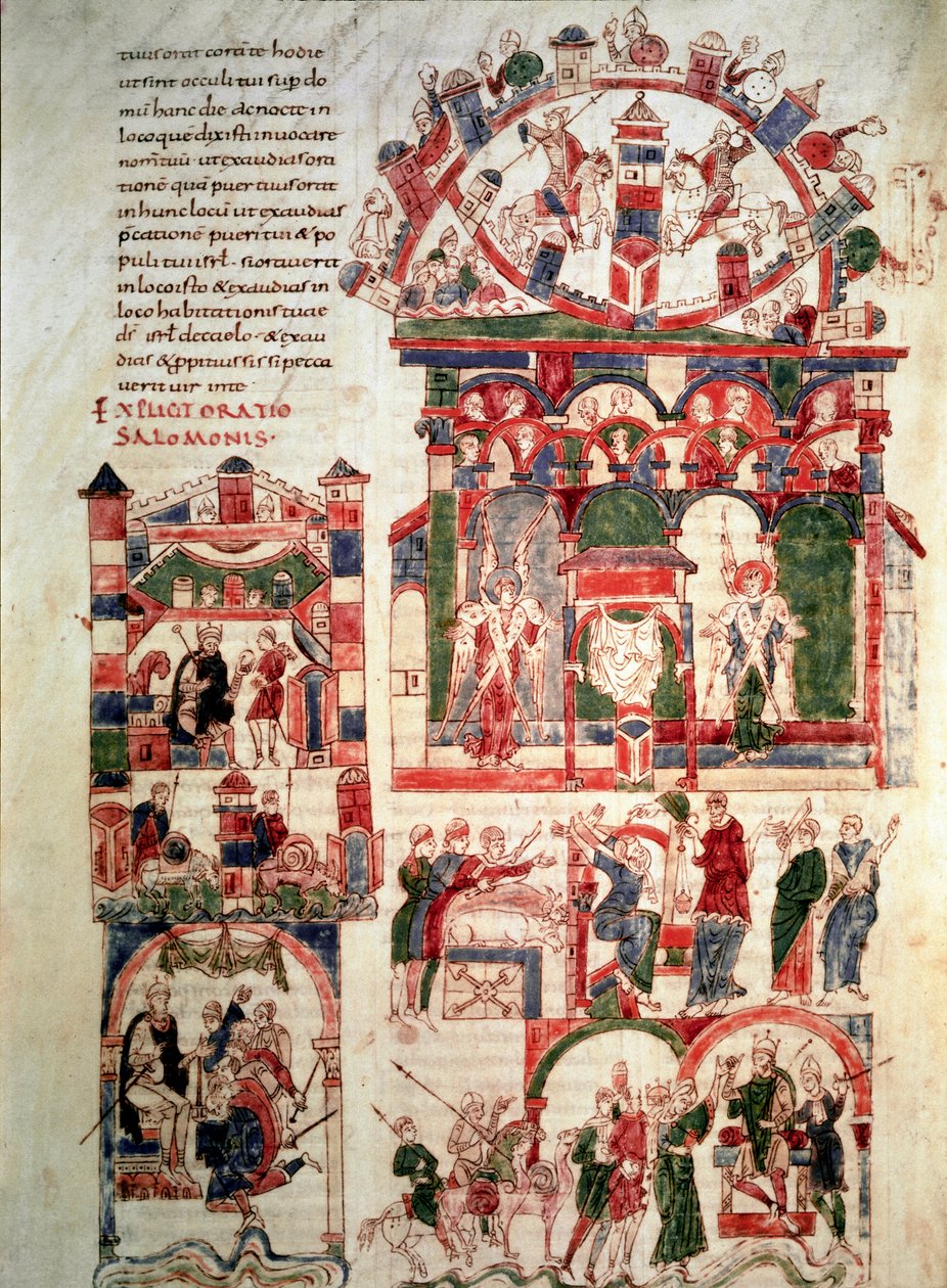 History of the life of King Solomon. Page of the Bible of Noailles by French School
