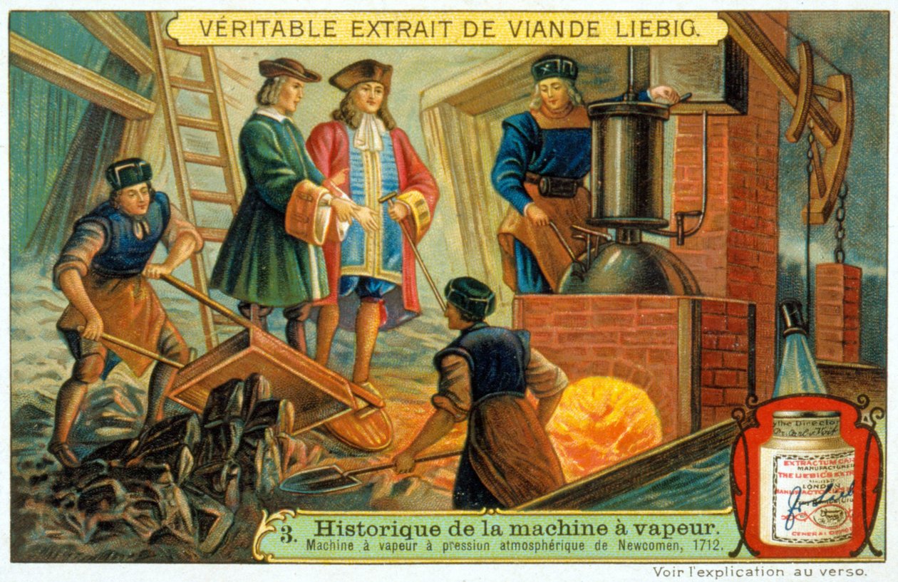 History of the steam engine: Newcomen atmospheric pressure steam machine by French School