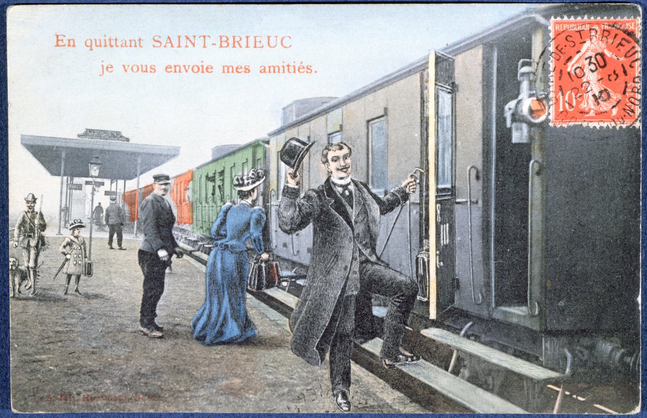 Holiday postcard from Saint-Brieuc, c.1910 by French School
