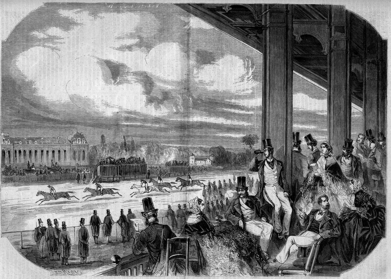 Horse Racing at the Chantilly Hippodrome in 1858 by French School