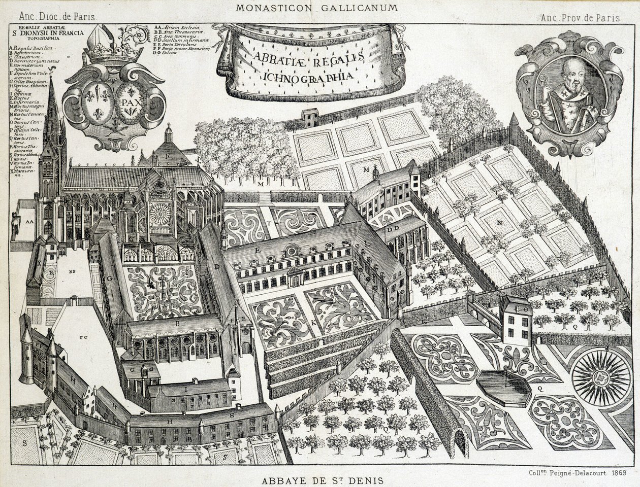 Horseman perspective of the Abbey of Saint Denis by French School