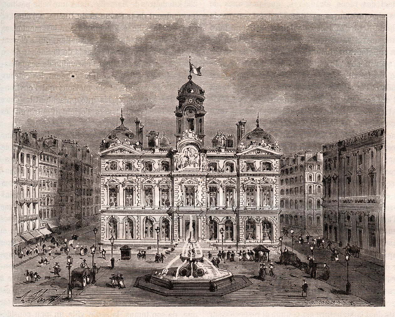 Hotel de Ville de Lyon - engraving in La France illustree: geography, history, statistical administration by V.A. Malt-Brown. 1884 by French School