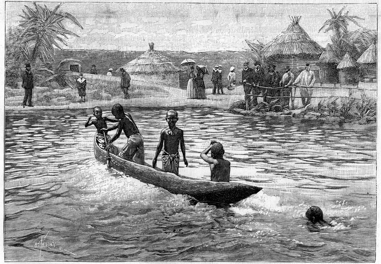 Human Zoo - ethnographic exhibition of West Africa at Champ de Mars (Paris) by French School