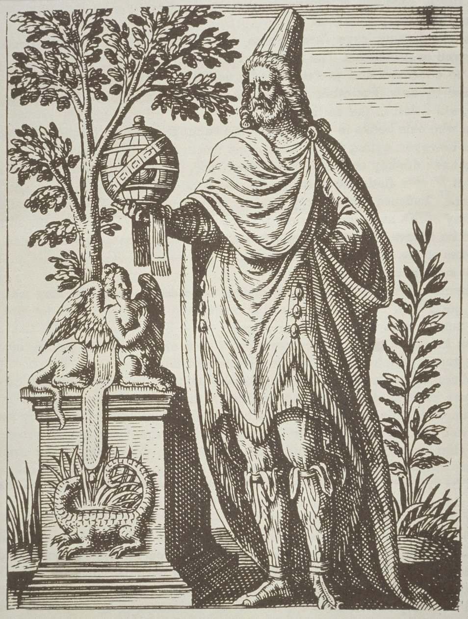 Ideal Portrait of Apollonius of Tyana, from De Divinatione et Magicis Praestigiis by Jean-Jacques Boissard, 1605, published in A History of Magic late 19th century by French School