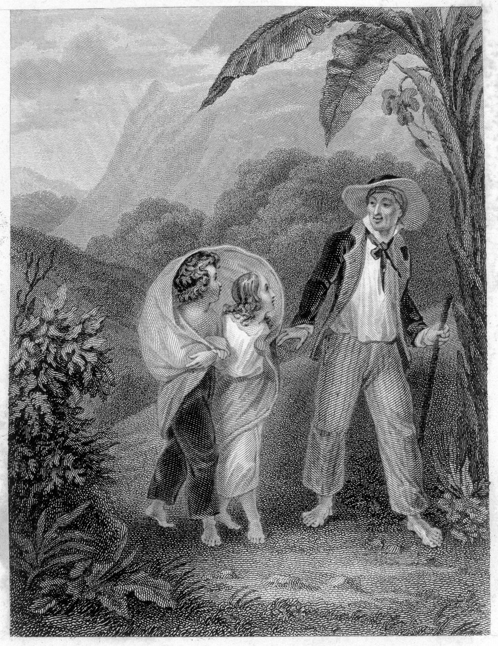 Illustration of Paul and Virginia. Novel by Henri Bernardin de Saint Pierre, French writer (1737-1814) by French School