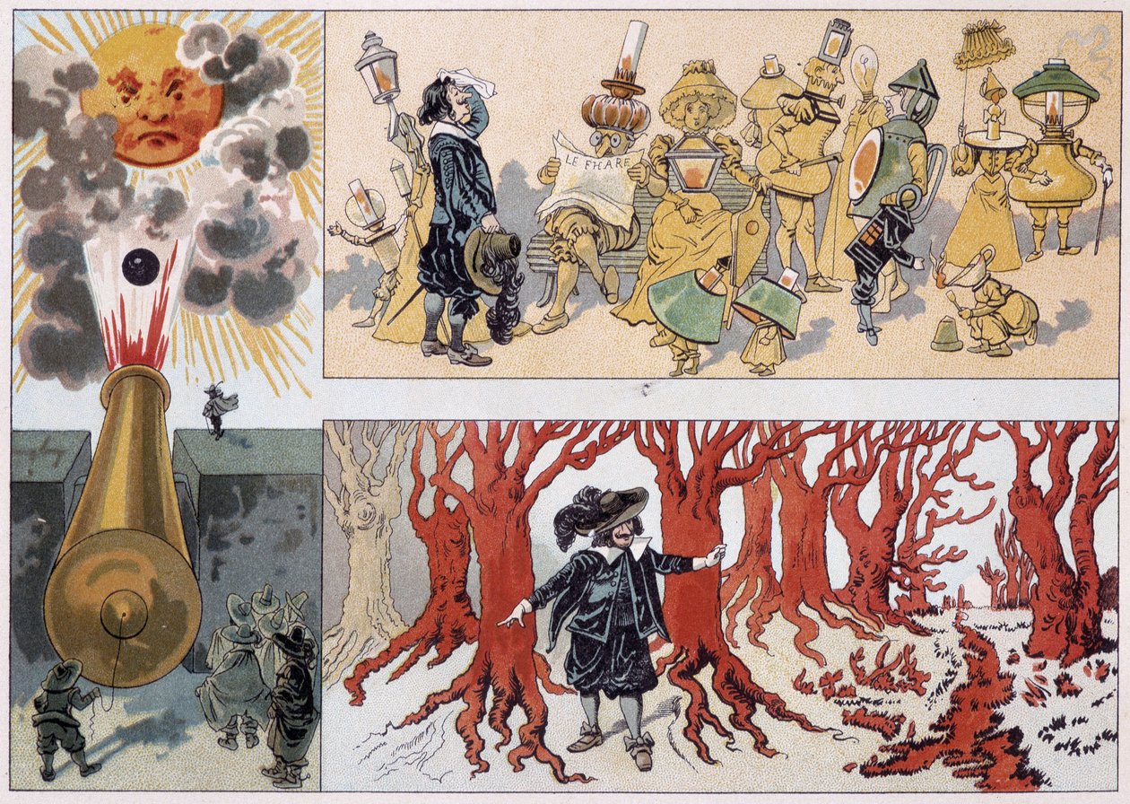 Illustration of Cyrano de Bergerac in his novel 