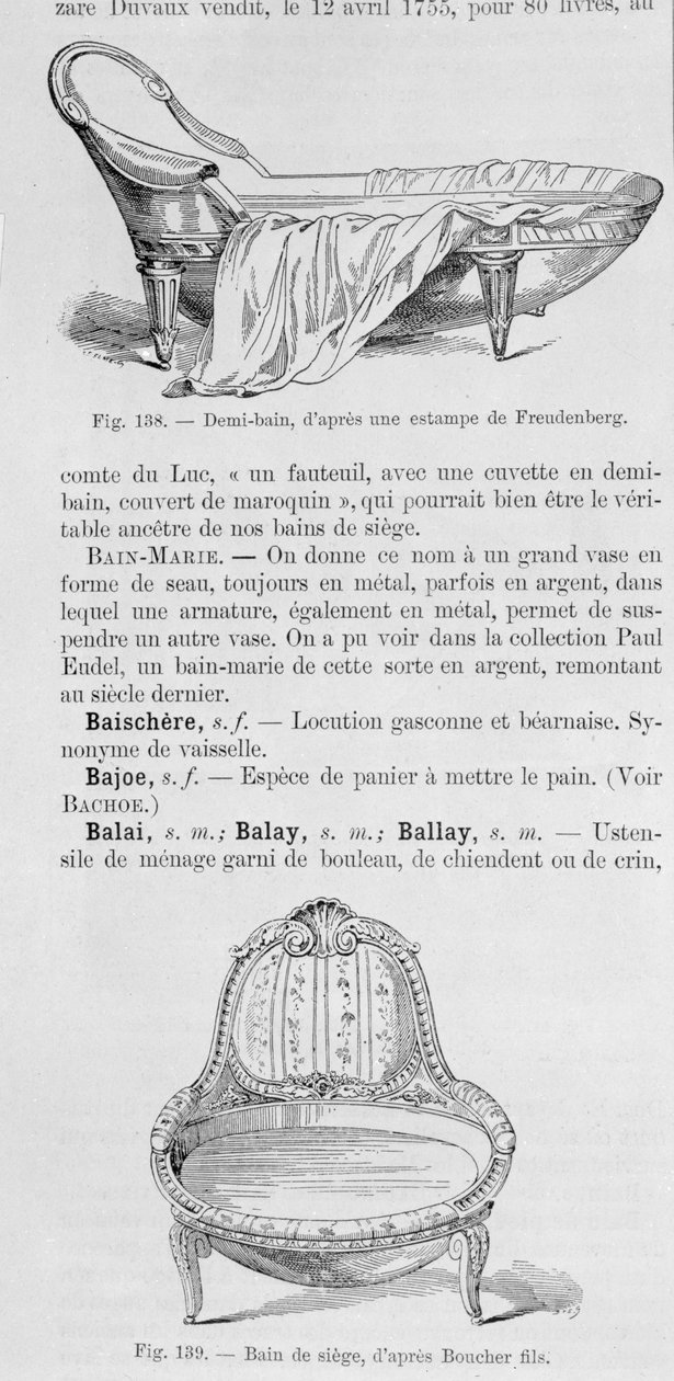 Illustrations of a Demi-Bain and a Bain de Siege, 18th Century by French School