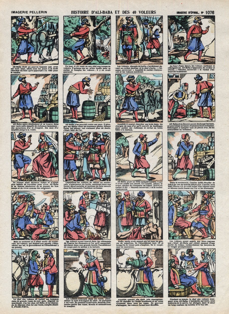 Images of Epinal from Pellerin House - Circa 1913 - Illustration for the Tales of the Thousand and One Nights. Story of Ali Baba and 40 Thieves by French School