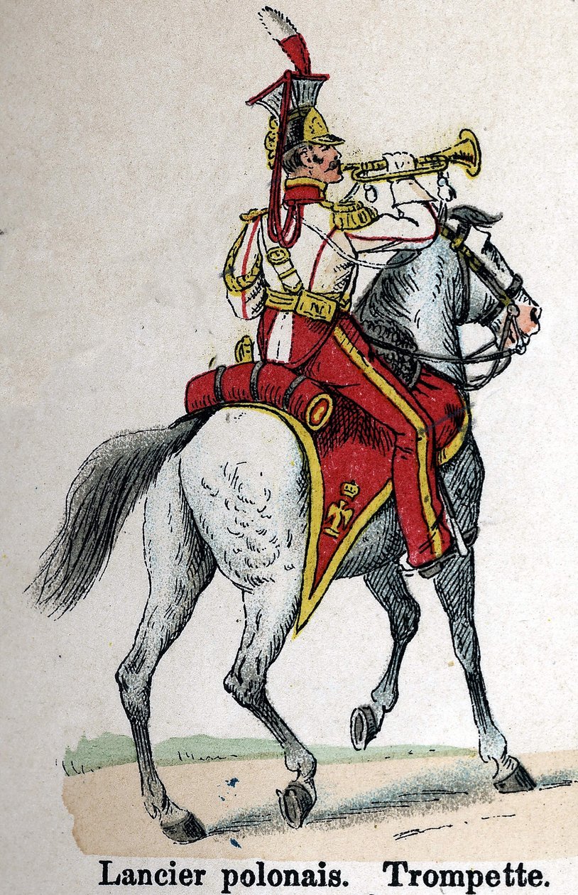Imperial Guard Napoleon I: Polish Lancer - Trumpet. Plate from the book Les Uniforms de l