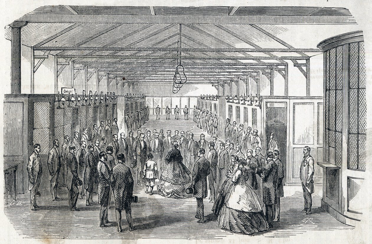 Impress Eugenie and Imperial Prince visit the Bank of France, 23 June 1866 - engraving in Le MONDE Illustrous DU 07/07/1866 by French School