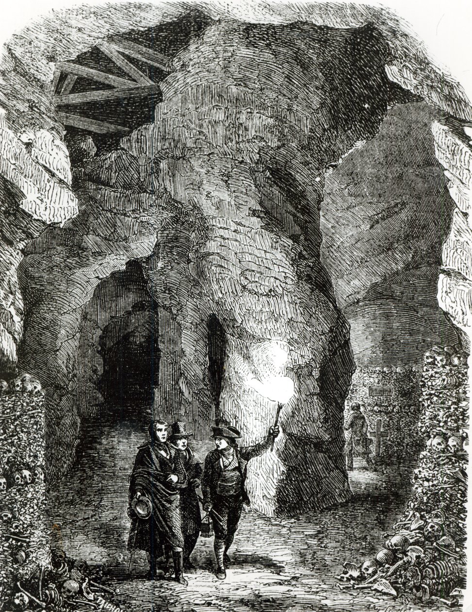 Interior of Catacombs, Paris by French School