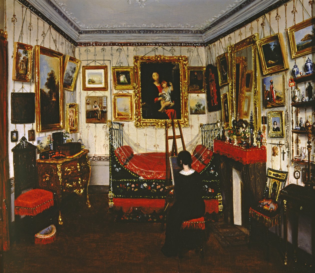 Interior of a Room with a Lady Painting, 1850 by French School