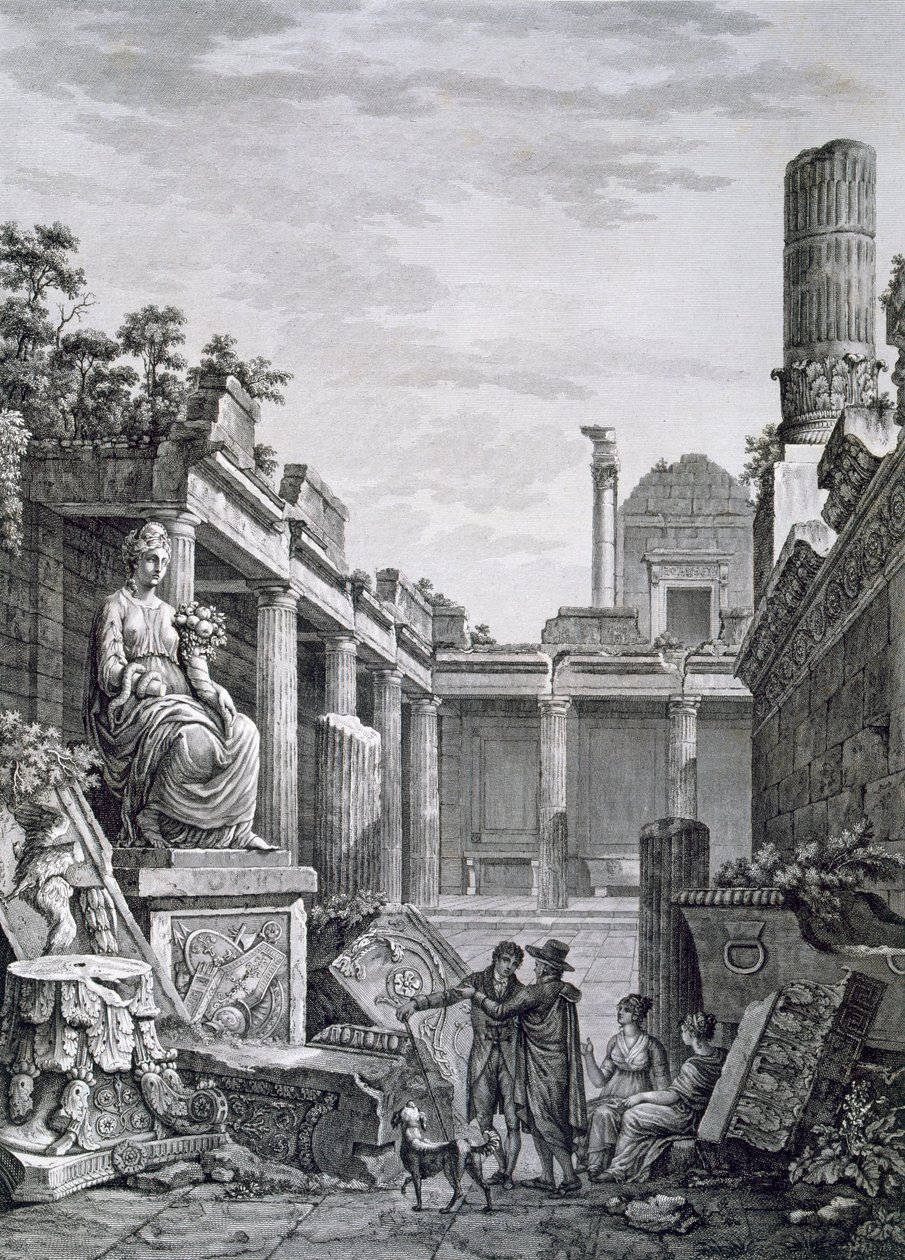 Interior of the Roman Baths, Nimes, from Antiquities of France: Vol I, Monuments of Nimes by French School