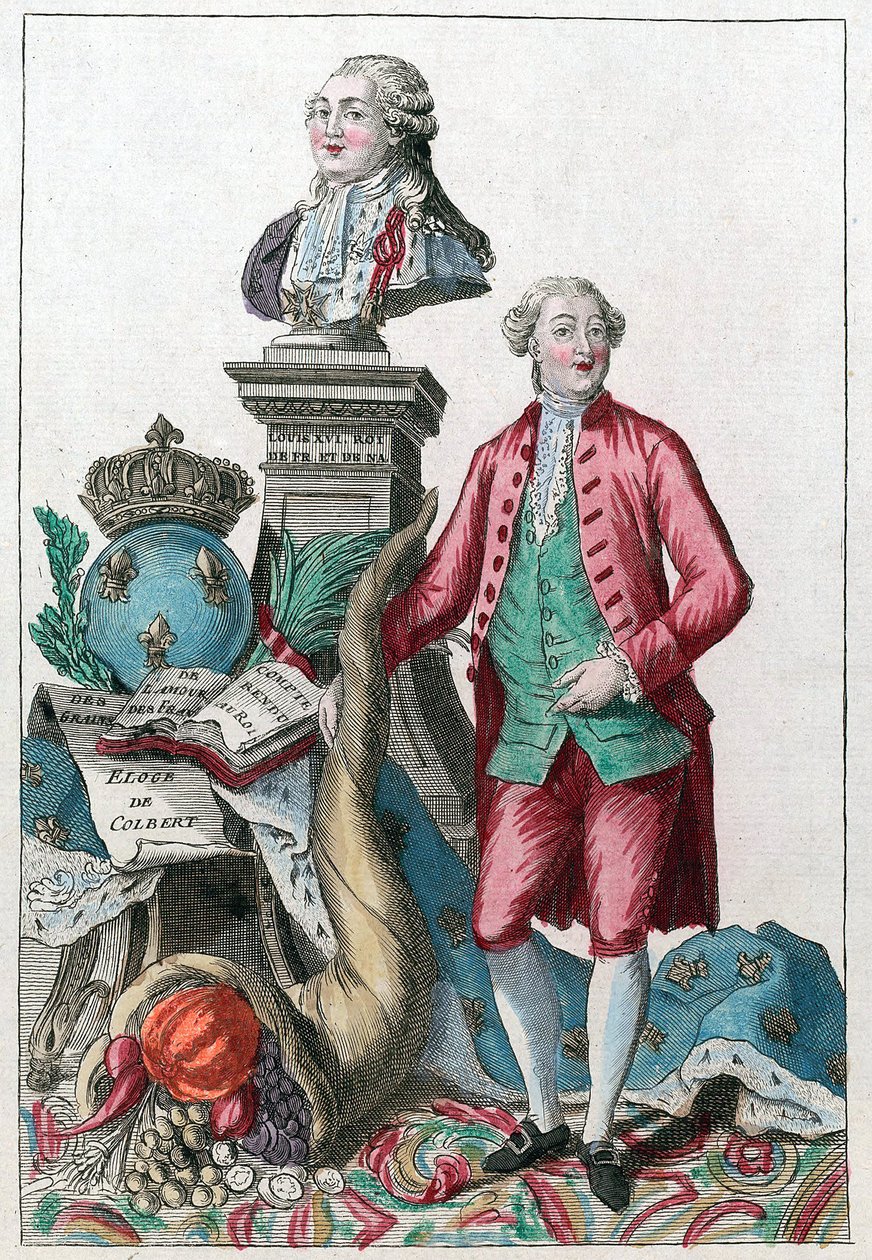 Jacques Necker - Great Necker your wise prudence, will make our hearts repleased; you bring back abundance, under the good pleasure of Louis XVI - Horn of abundance by French School