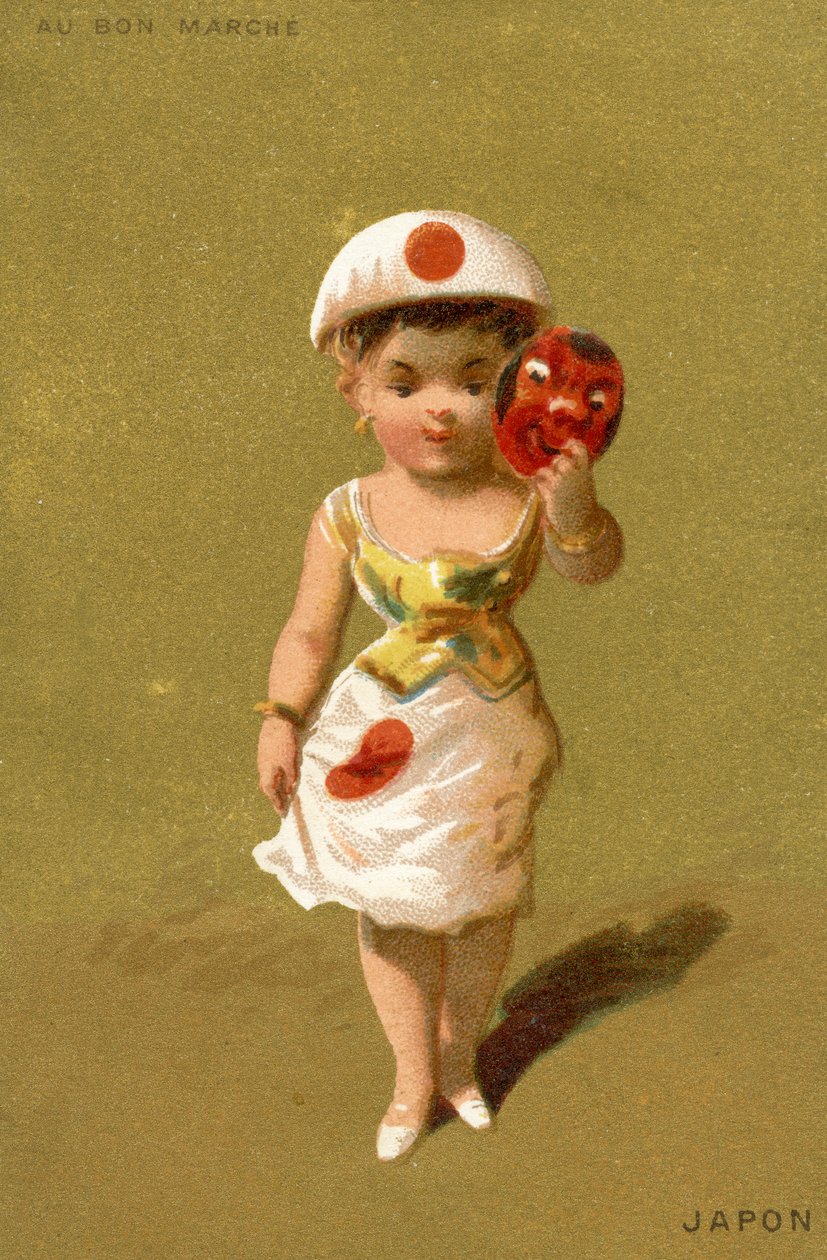Japanese girl, from a series of illustrations of children from different countries, produced as promotional cards for the Bon Marché Department Store in Paris, c.1890 by French School
