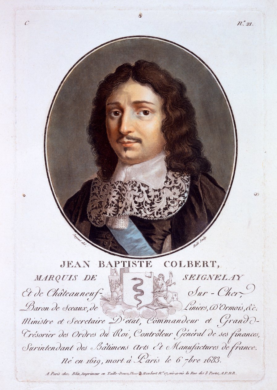 Jean-Baptiste Colbert, Marquis de Seignelay, from Portraits des grands hommes, femmes illustres, et sujets memorables de France by French School