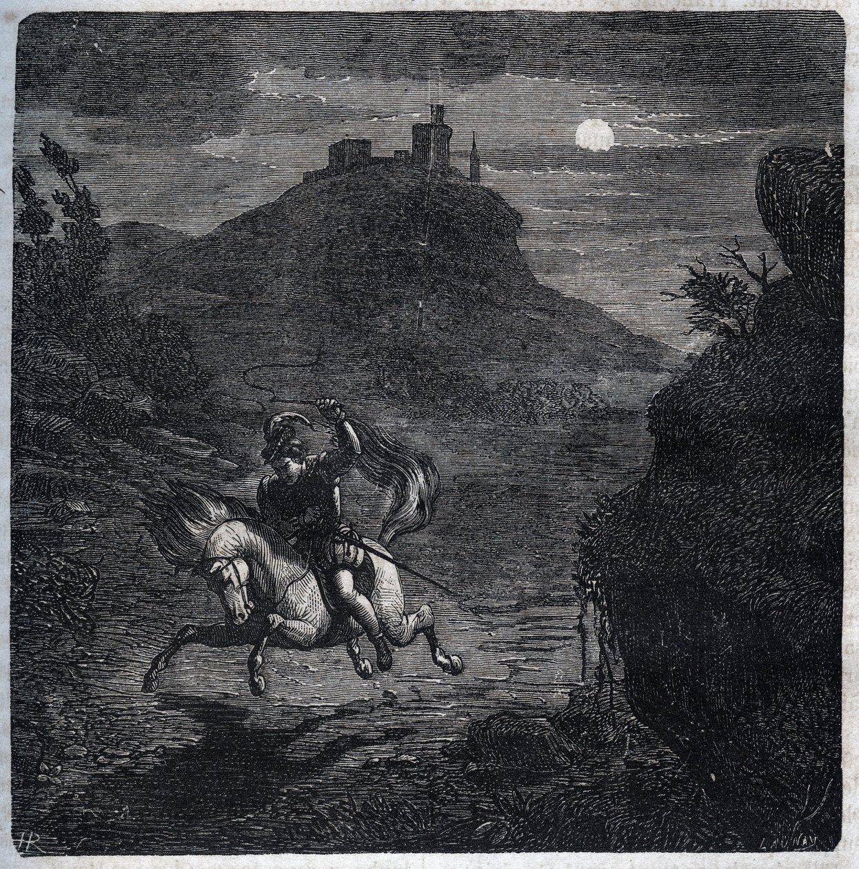 Jean de Laval Comte de Chateaubriant fled to England after having murdered his wife Francoise de Foix, Countess of Chateaubriant. Engraving from 1871 in 