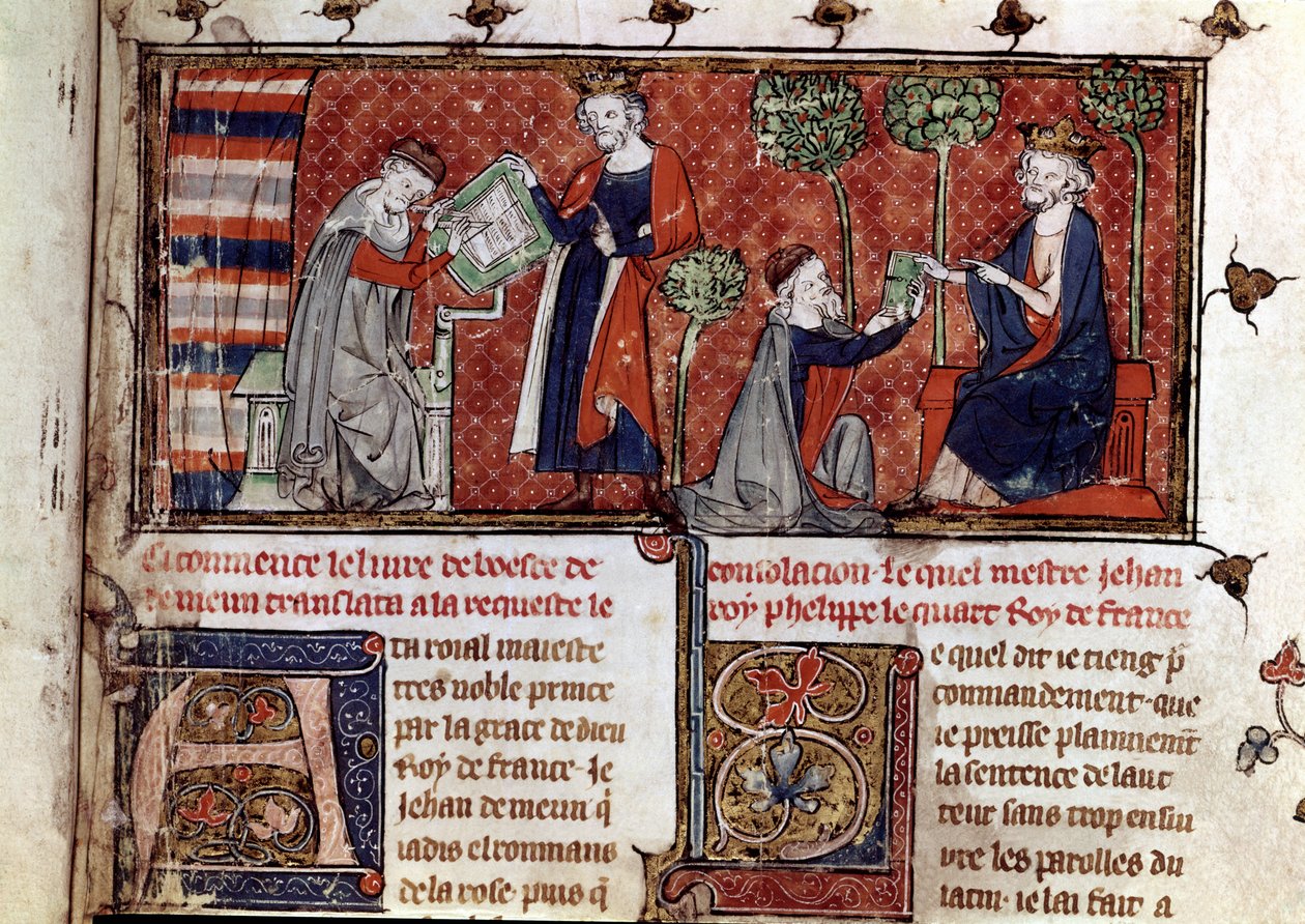Jean de Meung Writing and Delivering to Philip IV, King of France by French School