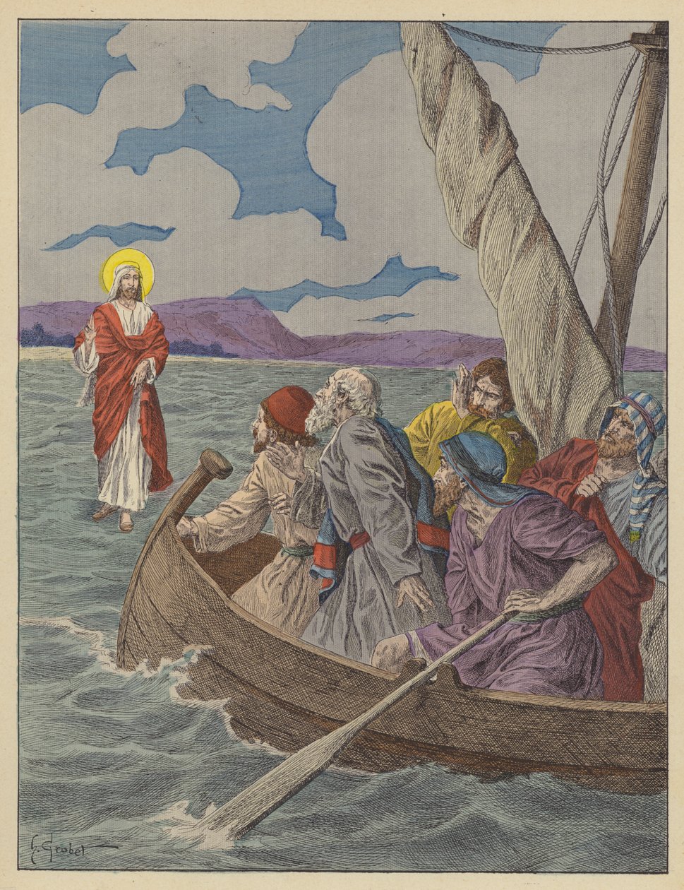 Jesus Christ Walking on the Waters by French School
