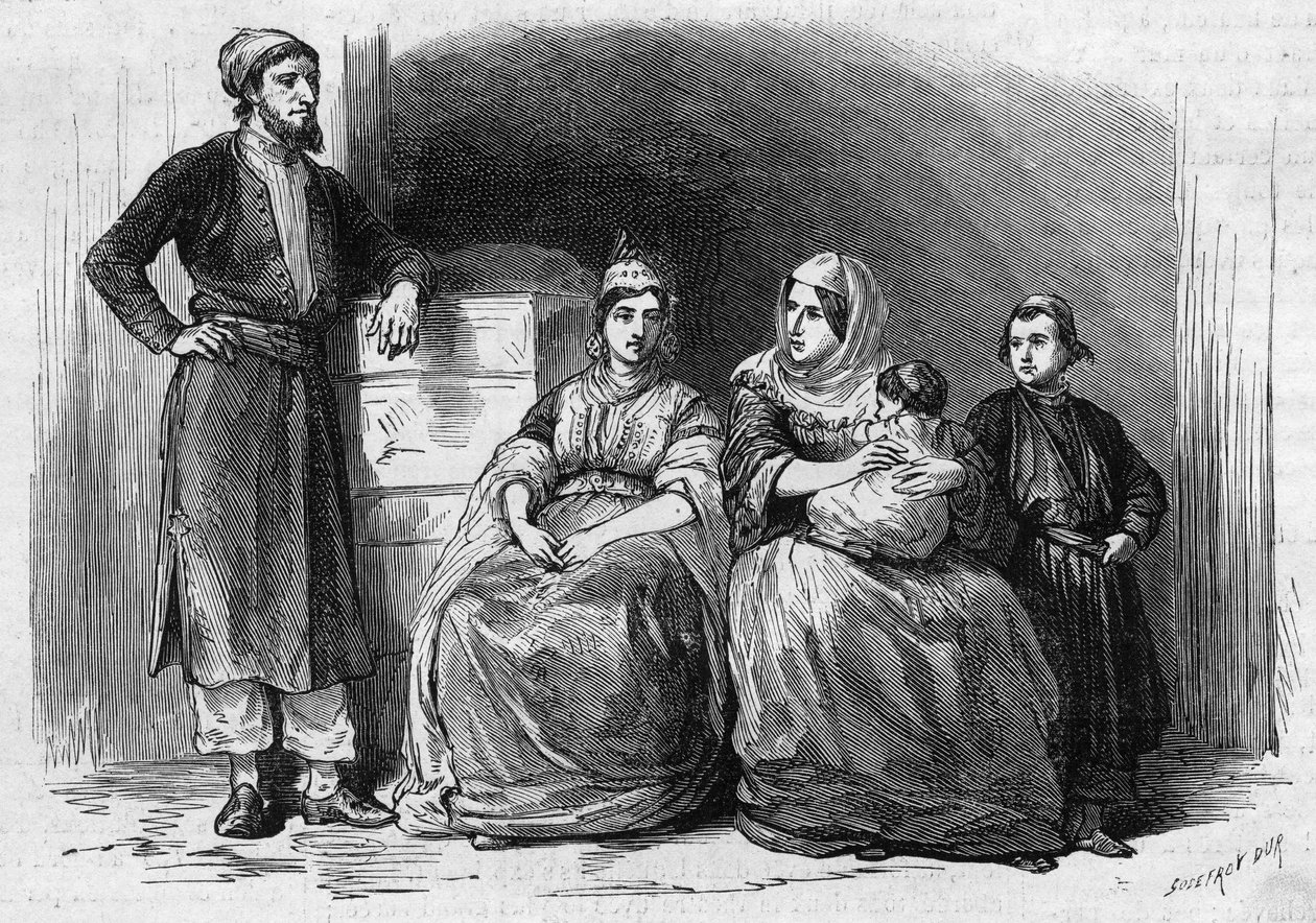 Jewish population of Tetouan in Morocco: members of a Jewish family by French School