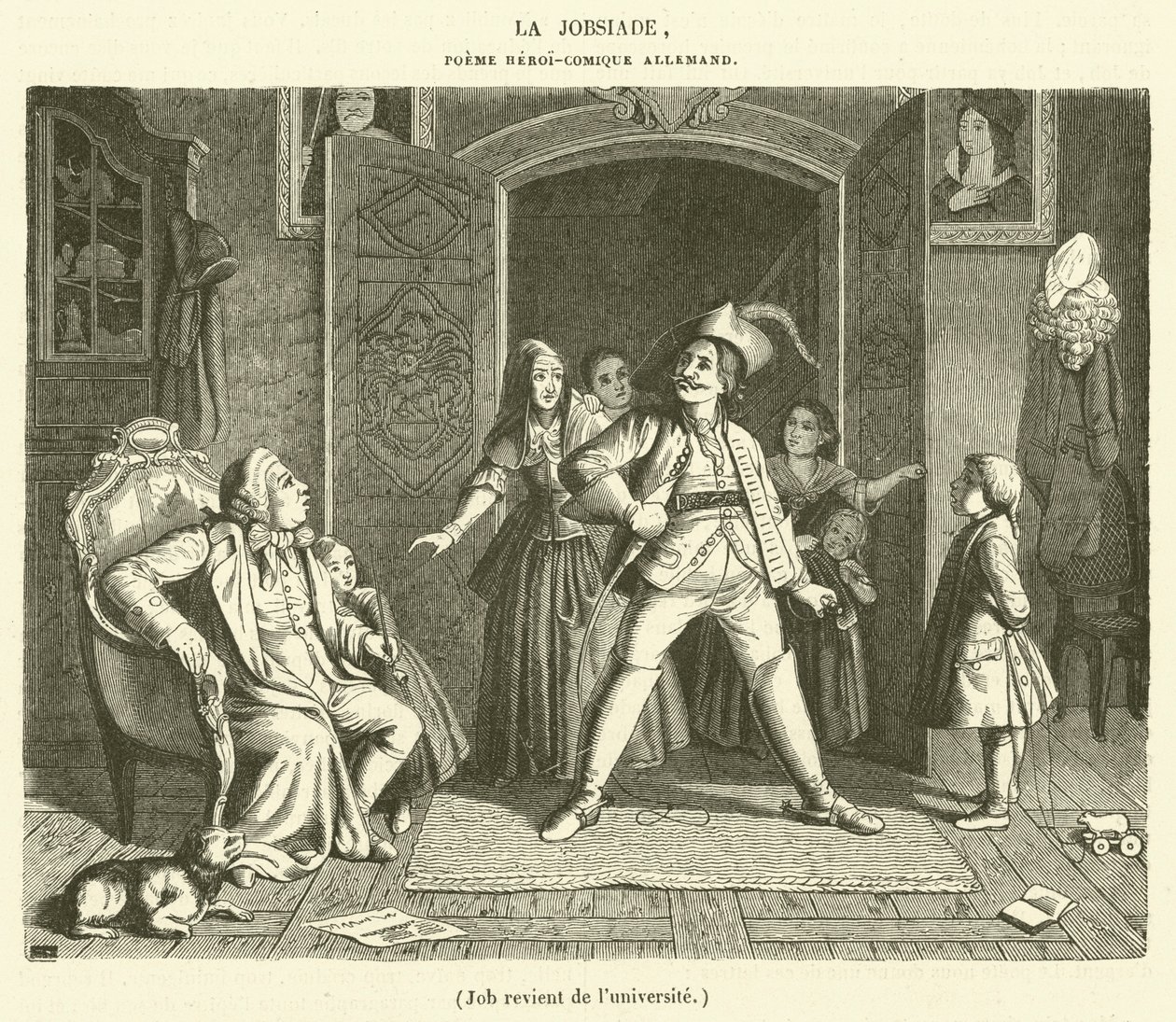 Job Returns from University (engraving) by French School