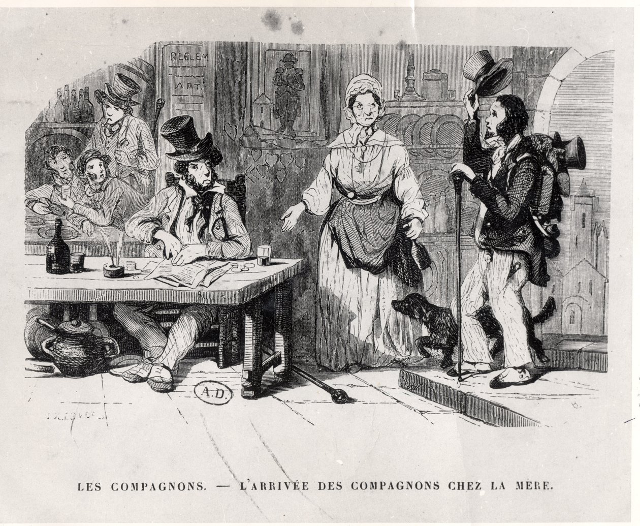 Journeyman arriving at a Boarding house by French School
