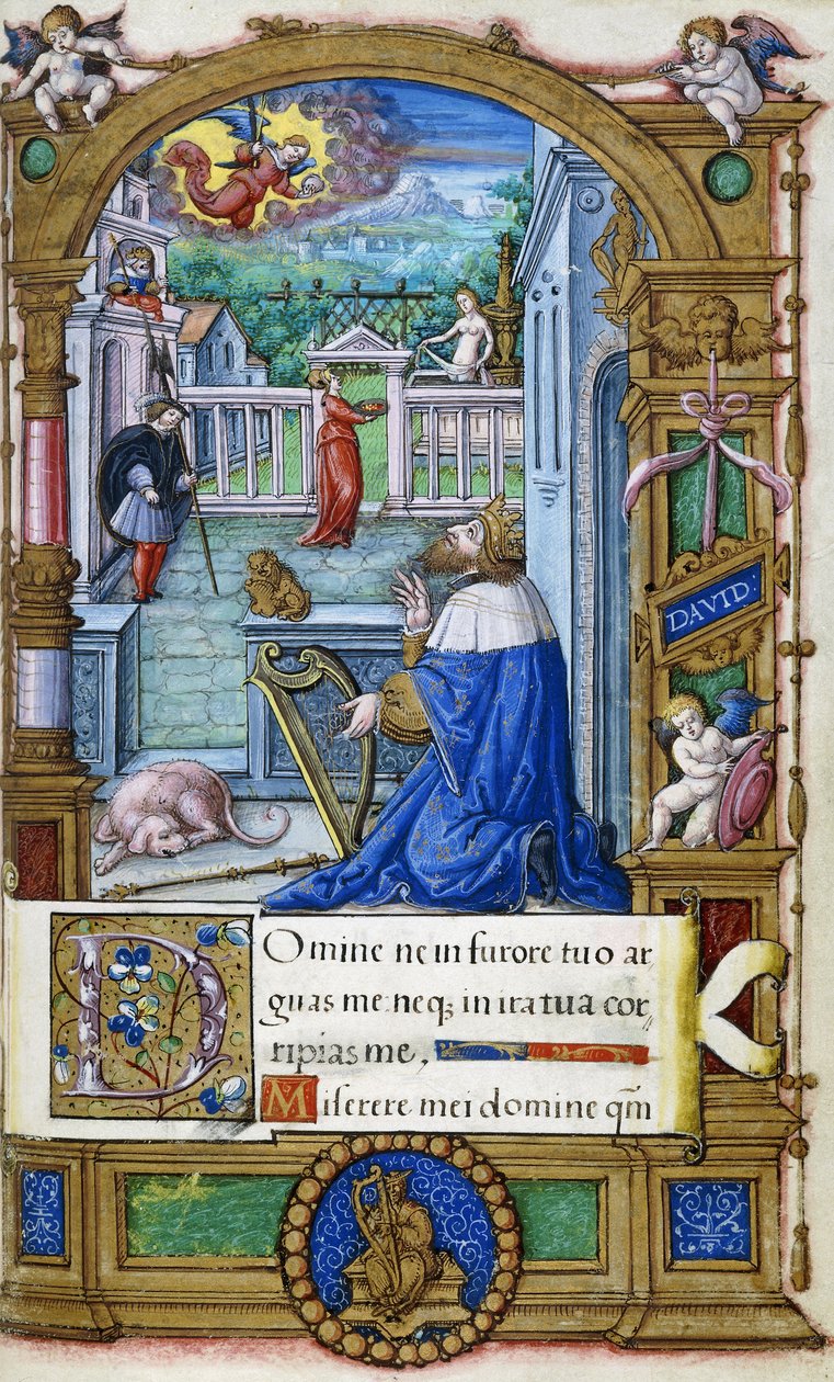 King David with a Harp, from a Book of Hours made for Francois I, c.1532-1540 by French School