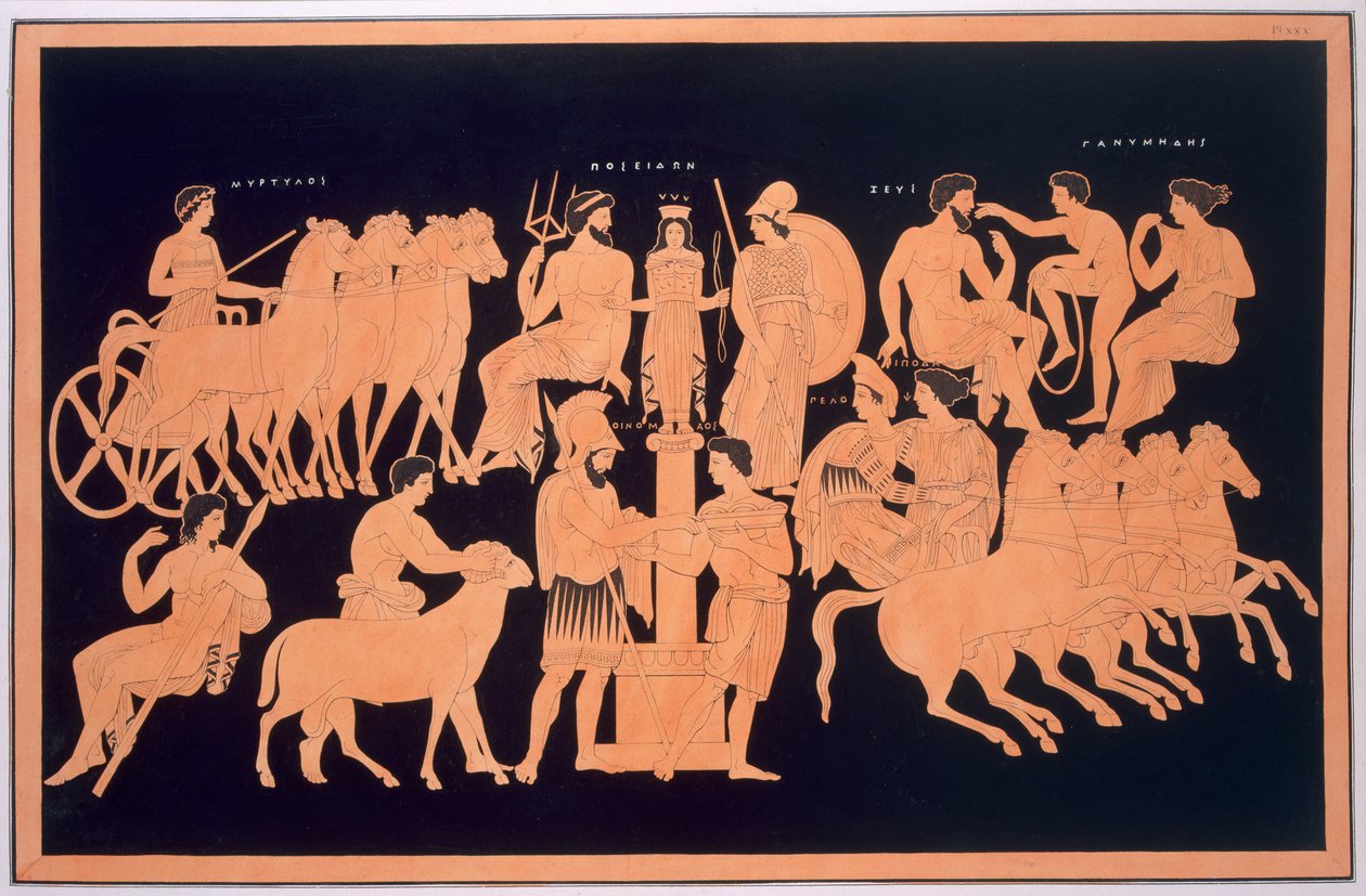 King Oenomaus, Hippodamia, and Olympian gods, published 1808-10 by French School