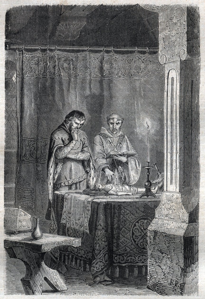 King of France Charles V the Wise consulted the soothers. Engraving in 