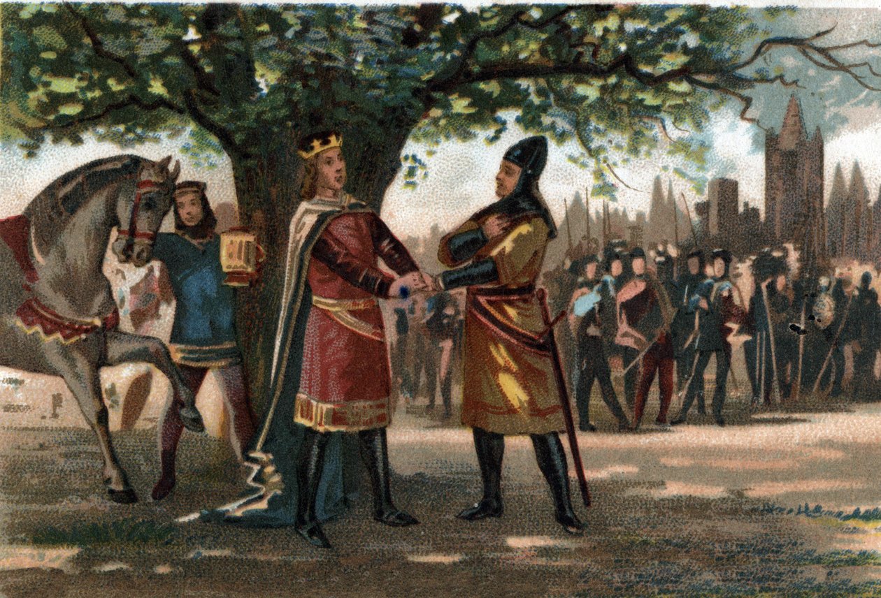 King Philip Augustus of France (1165-1223) met King Richard the Lionheart at Saint Denis during the capture of the Oriflamme. by French School